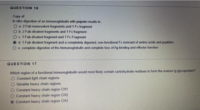 Solved QUESTION 16 Copy of In vitro digestion of an | Chegg.com