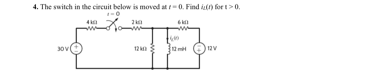 Solved The switch in the circuit below is moved at t=0. | Chegg.com