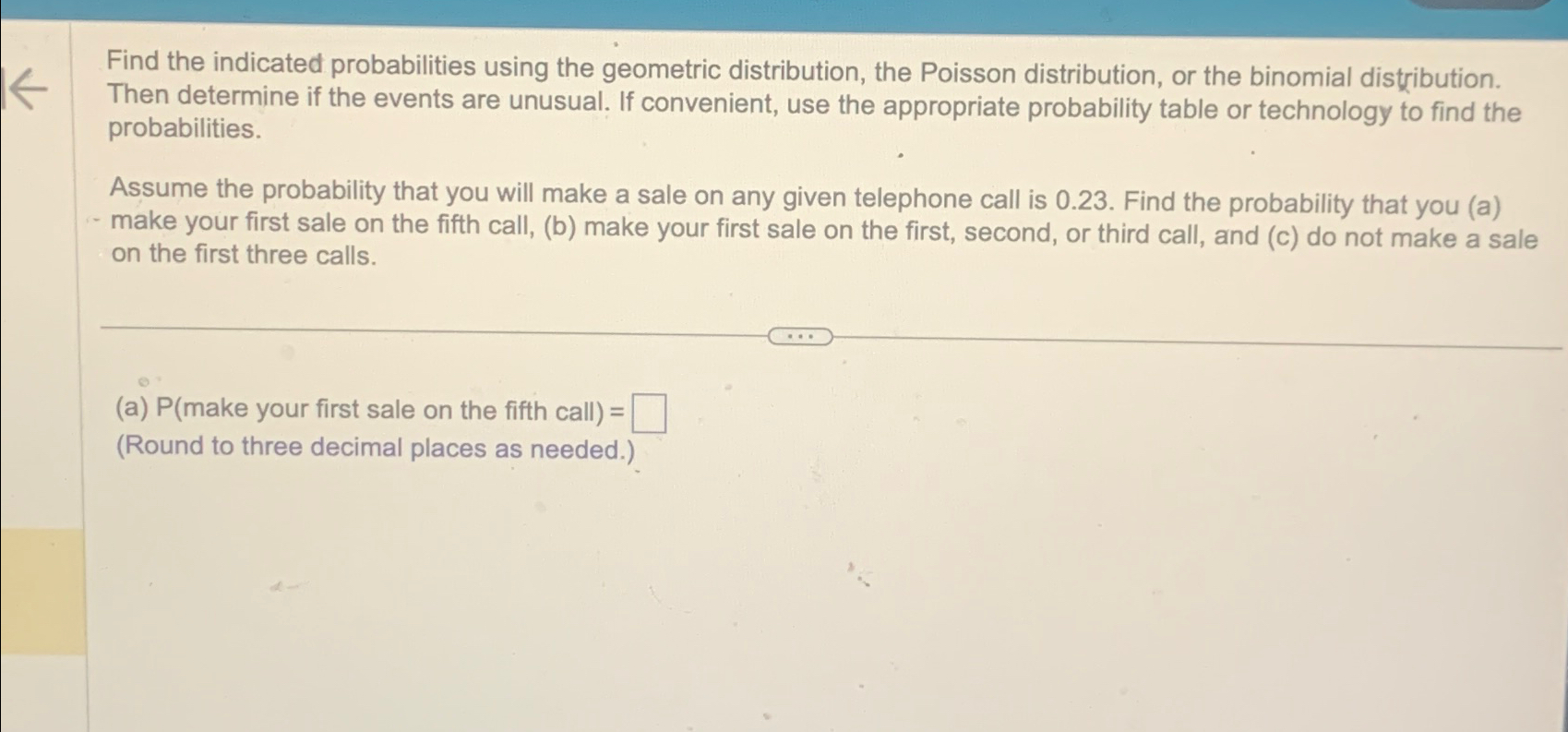 Solved Find The Indicated Probabilities Using The Geometric | Chegg.com