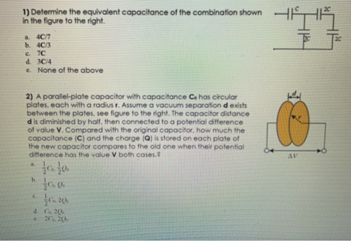 Solved 1) Determine The Equivalent Capacitance Of The | Chegg.com