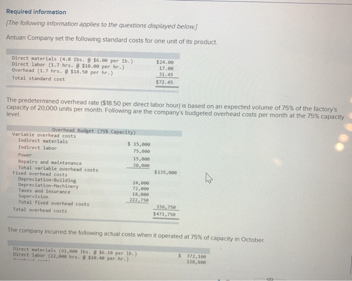 Solved Required information (The following information | Chegg.com