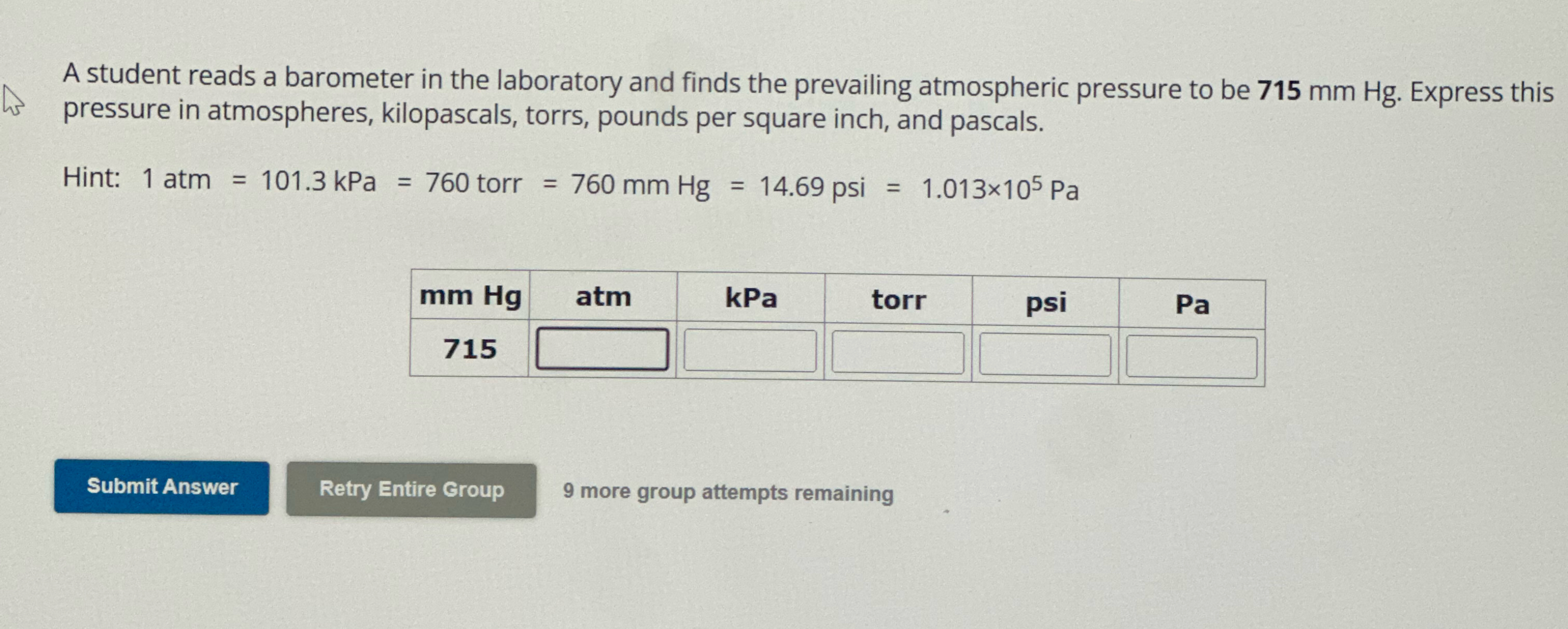 Solved A student reads a barometer in the laboratory and