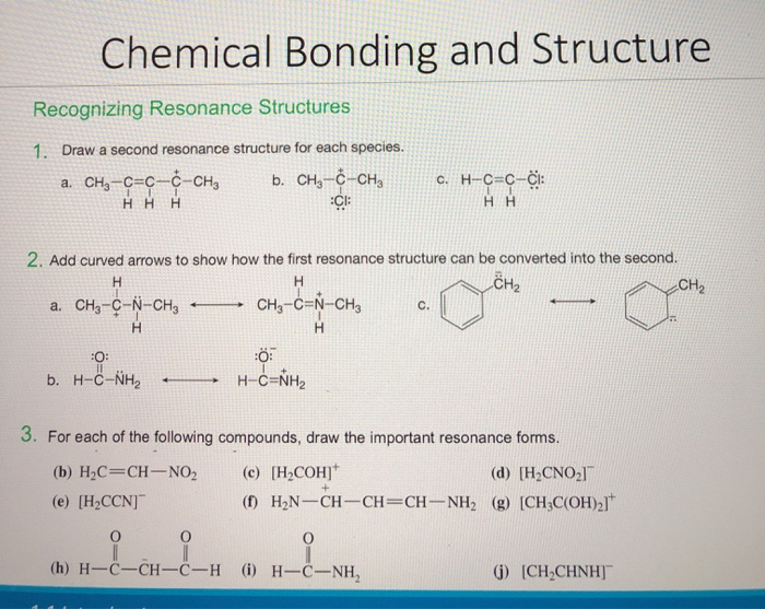 Solved Chemical Bonding And Structure Recognizing Resonan Chegg Com