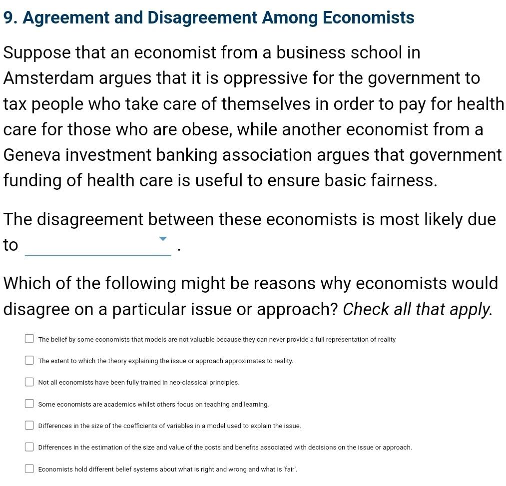 Solved 9. Agreement And Disagreement Among Economists | Chegg.com