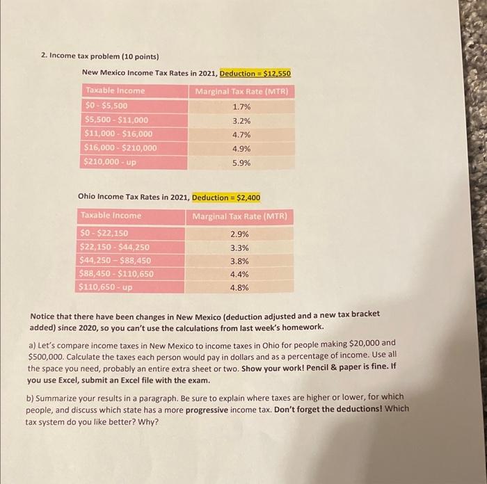 Solved 2. tax problem ( 10 points) New Mexico