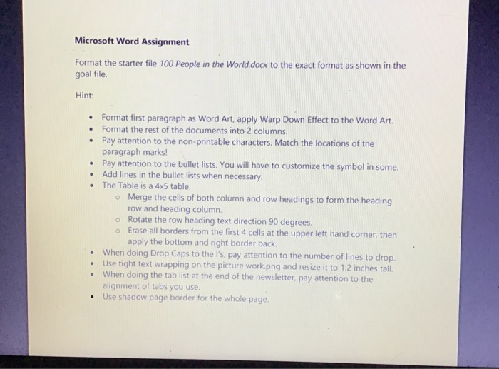 Microsoft Word Assignment Format the starter file 100 | Chegg.com