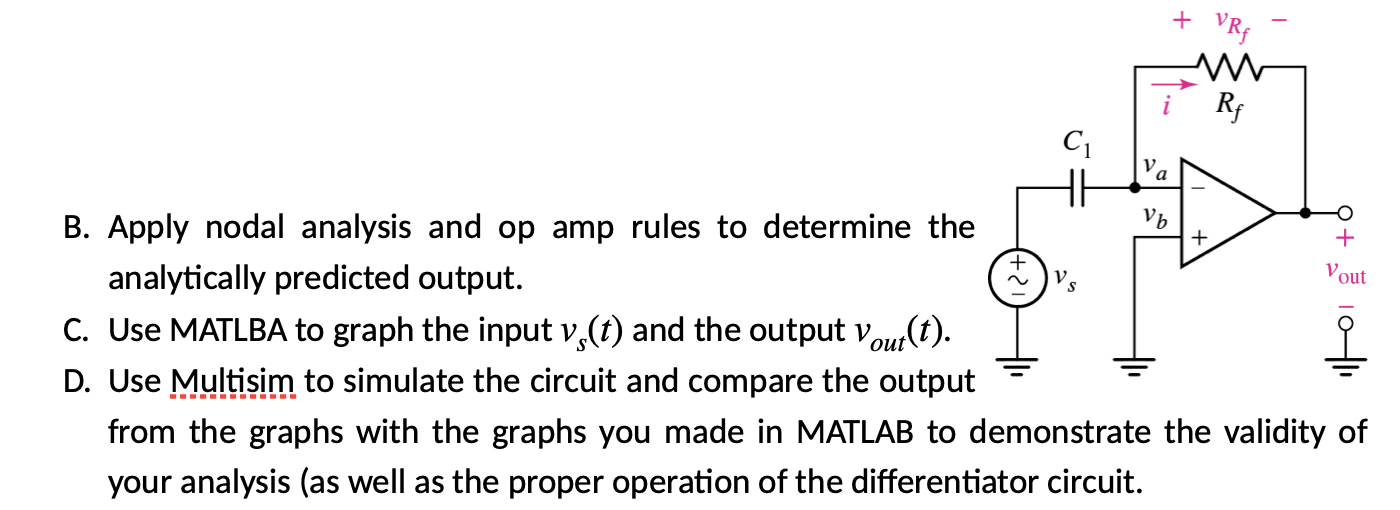 Node Analysis Using Matlab Solved B. Apply nodal analysis and op amp rules to | Chegg.com