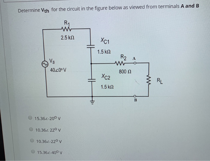 Solved Determine Vth For The Circuit In The Figure Below As | Chegg.com