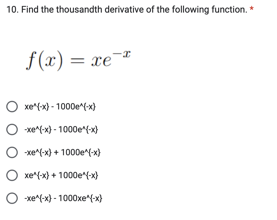 1000th derivative of xe x