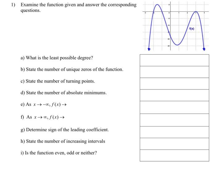 Solved 1) Examine the function given and answer the | Chegg.com