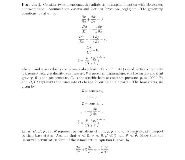 Solved Problem 1. Consider Two-dimensional, Dry Adiabatic 