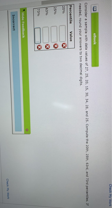 Solved Check My Work eBook Consider a sample with data | Chegg.com
