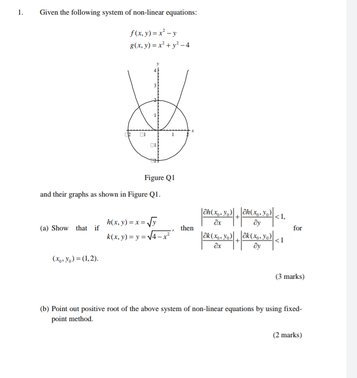 Solved 1 Given The Following System Of Non Linear Chegg Com