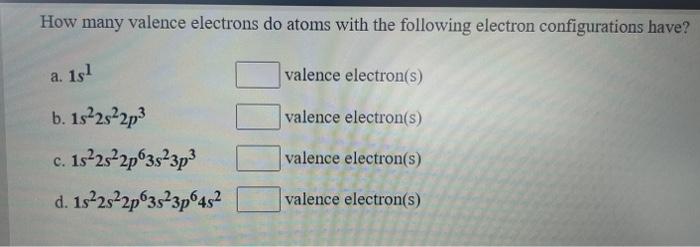 Solved How many valence electrons do atoms with the | Chegg.com