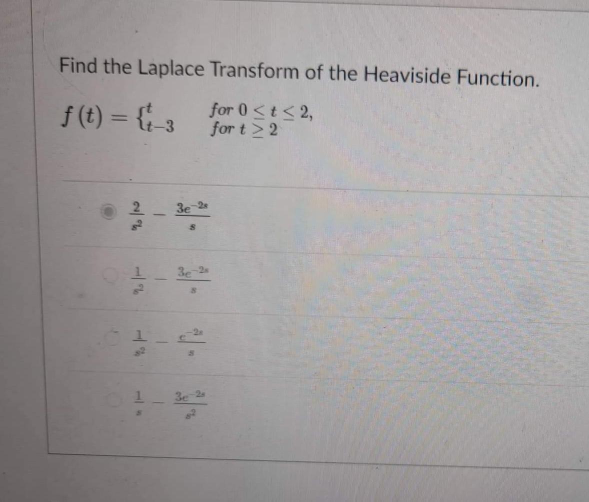 Solved Find The Laplace Transform Of The Heaviside Function