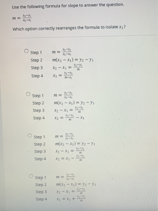 Solved Use The Following Formula For Slope To Answer The Chegg Com