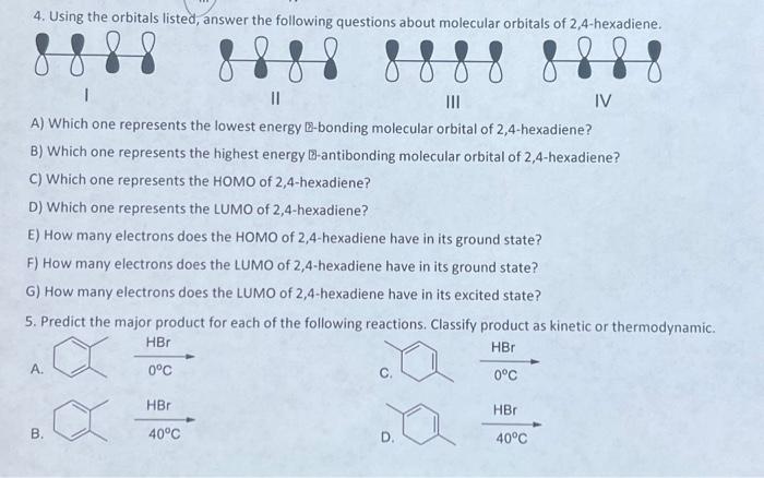 Solved 4. Using The Orbitals Listed, Answer The Following | Chegg.com