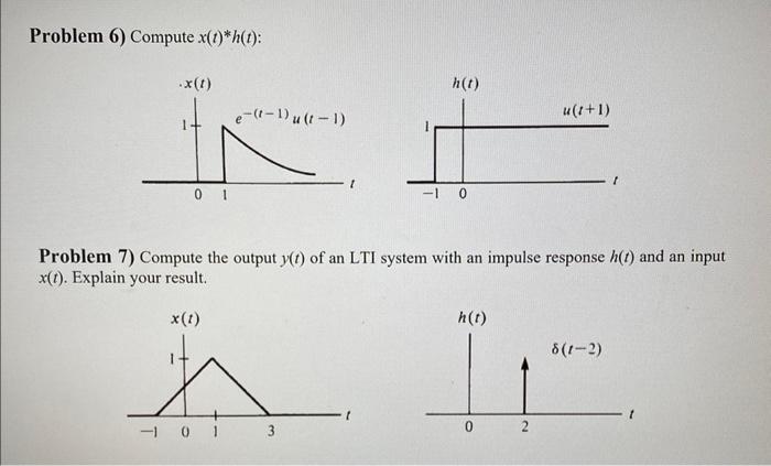 Solved Problem 6) Compute x(t)∗h(t) : Problem 7) Compute the | Chegg.com