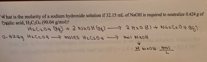 Solved What Is The Molarity Of A Sodium Hydroxide Solution 2291