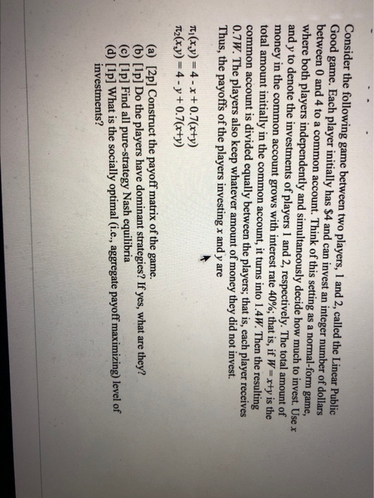 Solved Consider the following game between two players, 1 | Chegg.com