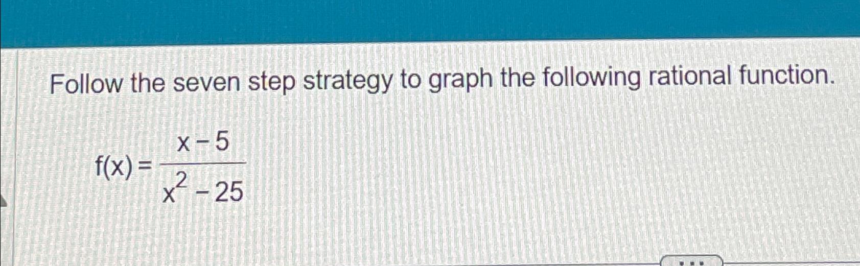 Solved Follow the seven step strategy to graph the following | Chegg.com