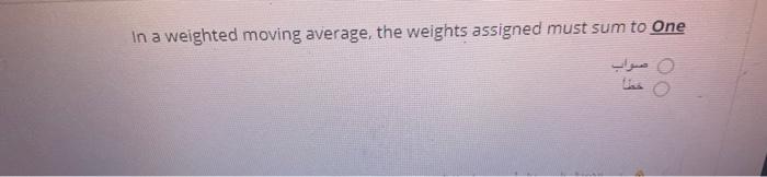 Solved In a weighted moving average, the weights assigned | Chegg.com