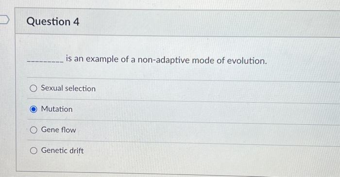 is an example of a non-adaptive mode of evolution
