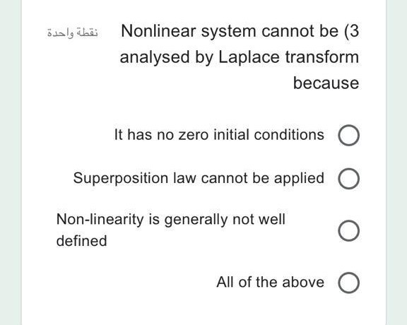 Solved 3) Nonlinear system cannot be نقطة واحدة analysed by