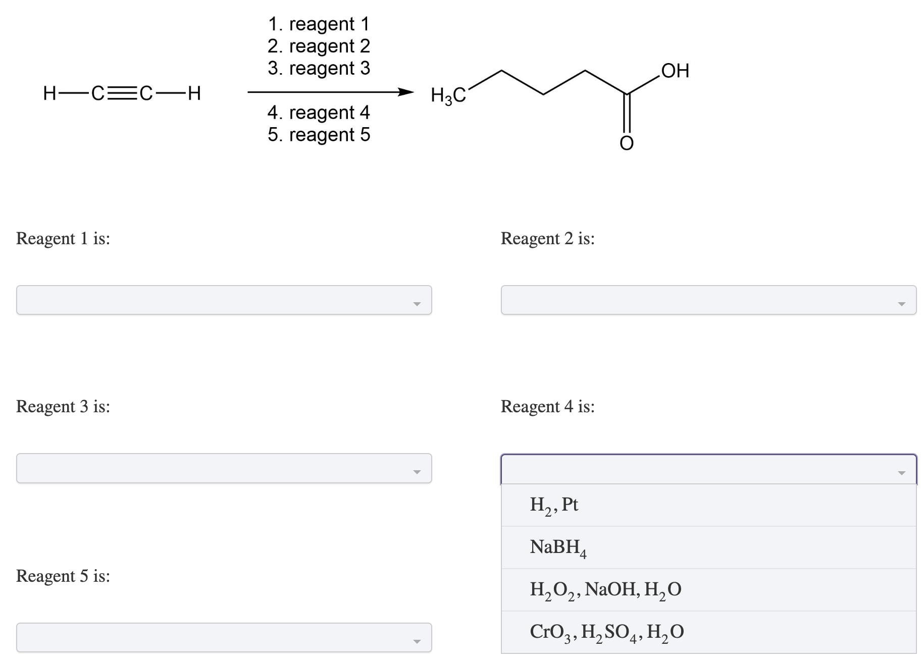 Reagent 1 ﻿is:Reagent 2 ﻿is:Reagent 3 ﻿is:Reagent 4 | Chegg.com