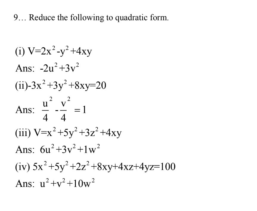 solved-9-reduce-the-following-to-quadratic-form-2-u-i-chegg