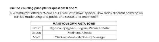 Create Your Own Pasta, Specials