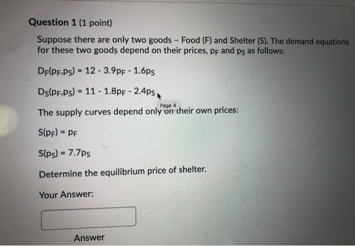 Solved Question 1 (1 Point) Suppose There Are Only Two Goods | Chegg.com