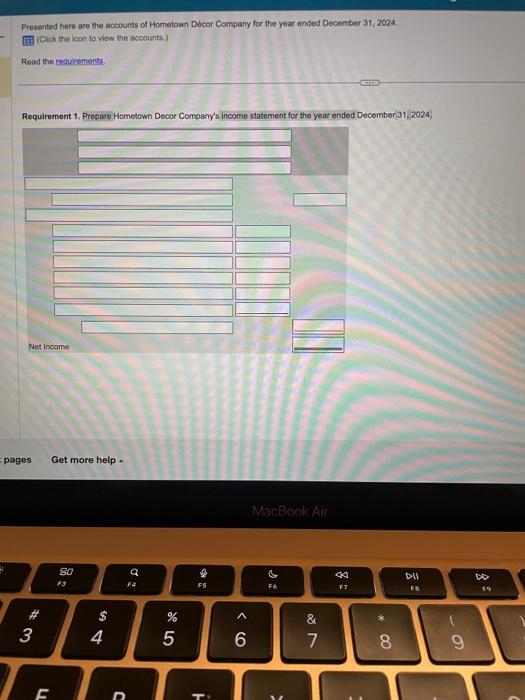 Solved Presented here are the abcounts of Hometown Decor