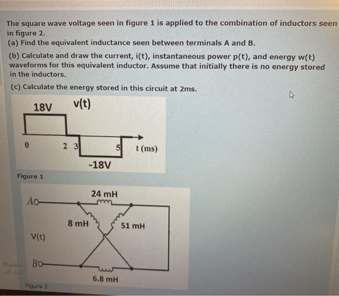 Solved The square wave voltage seen in figure 1 is applied | Chegg.com