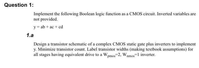 Implement the following Boolean logic function as a | Chegg.com