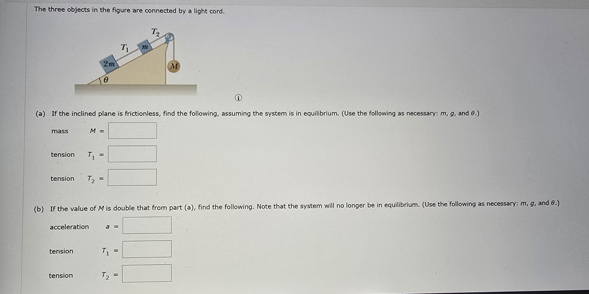 Solved The three objects in the figure are connected by a | Chegg.com