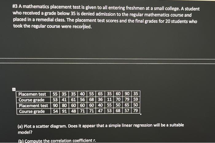 Solved #3 A Mathematics Placement Test Is Given To All | Chegg.com