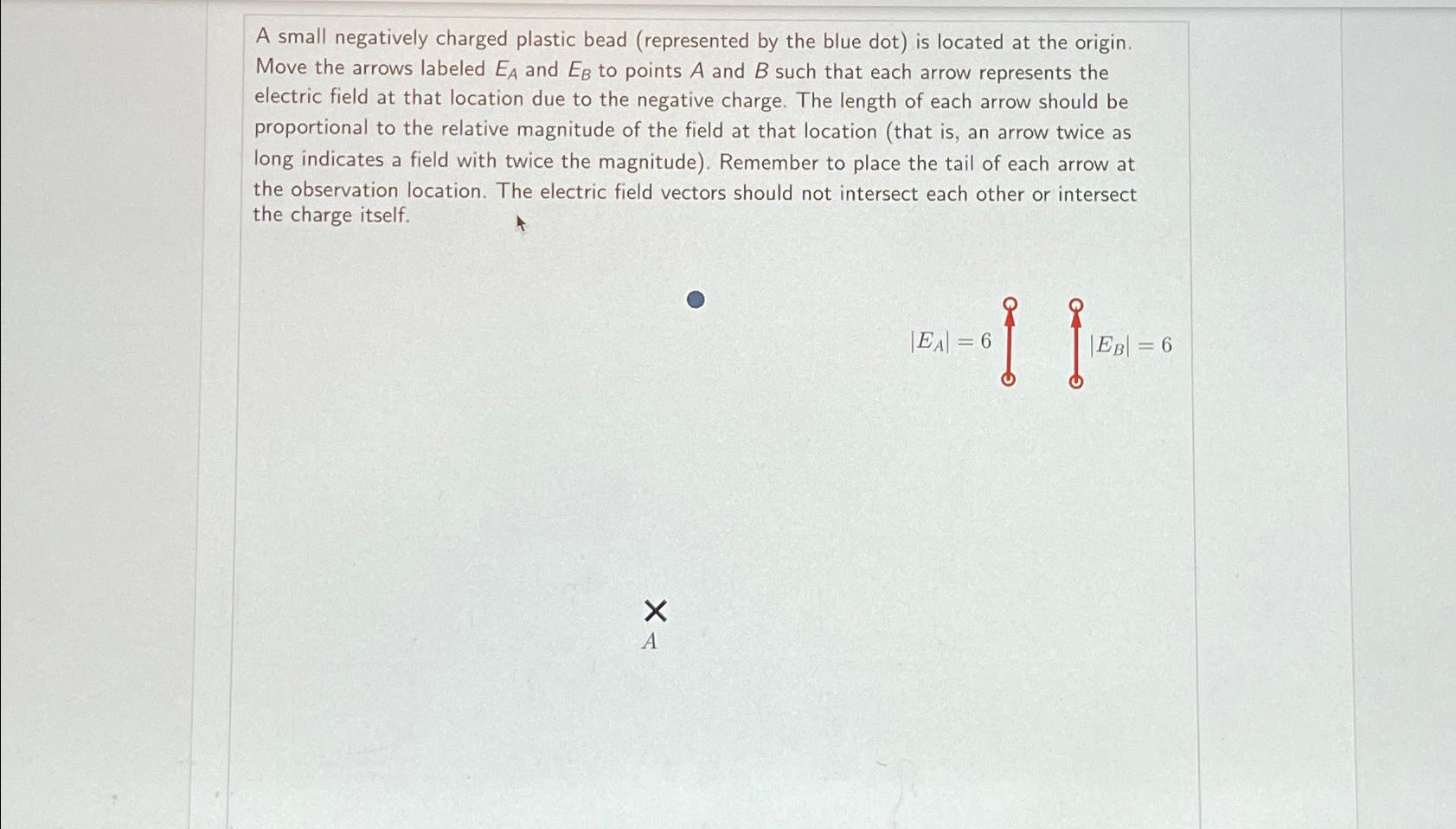 A small negatively charged plastic bead (represented
