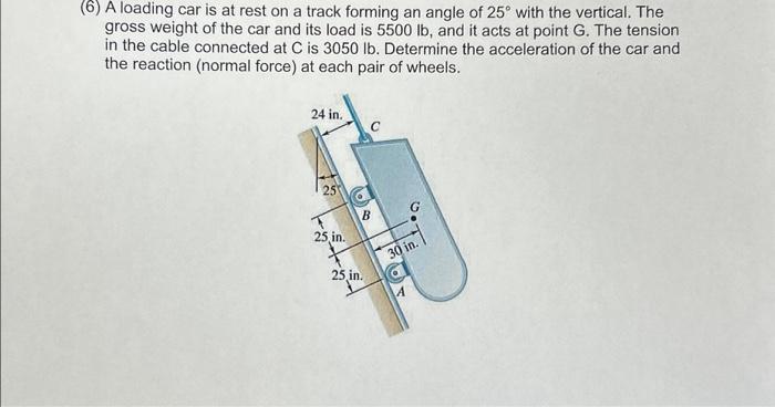 Solved (6) A loading car is at rest on a track forming an | Chegg.com