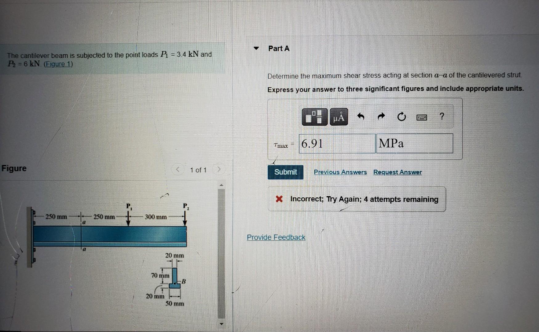 Solved The cantilever beam is subjected to the point loads | Chegg.com