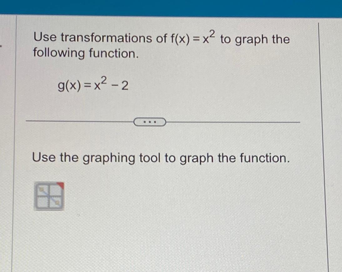 Solved Use transformations of f(x)=x2 ﻿to graph the | Chegg.com