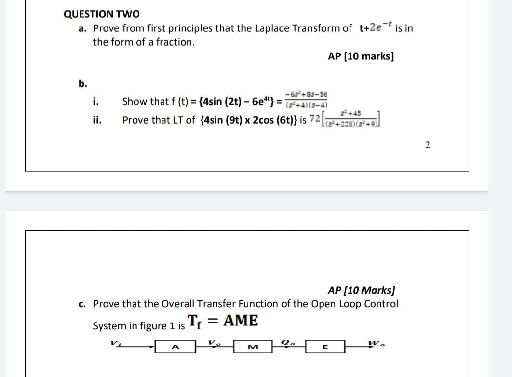 Solved QUESTION TWO a. Prove from first principles that the | Chegg.com