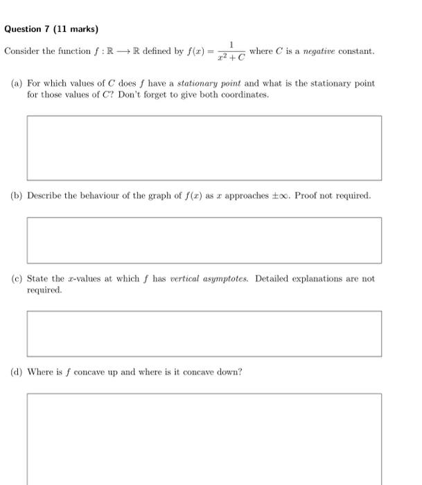 Solved Question 7 (11 marks) Consider the function f: RR | Chegg.com
