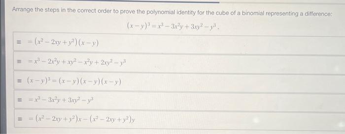 Solved Arrange the steps in the correct order to prove the | Chegg.com