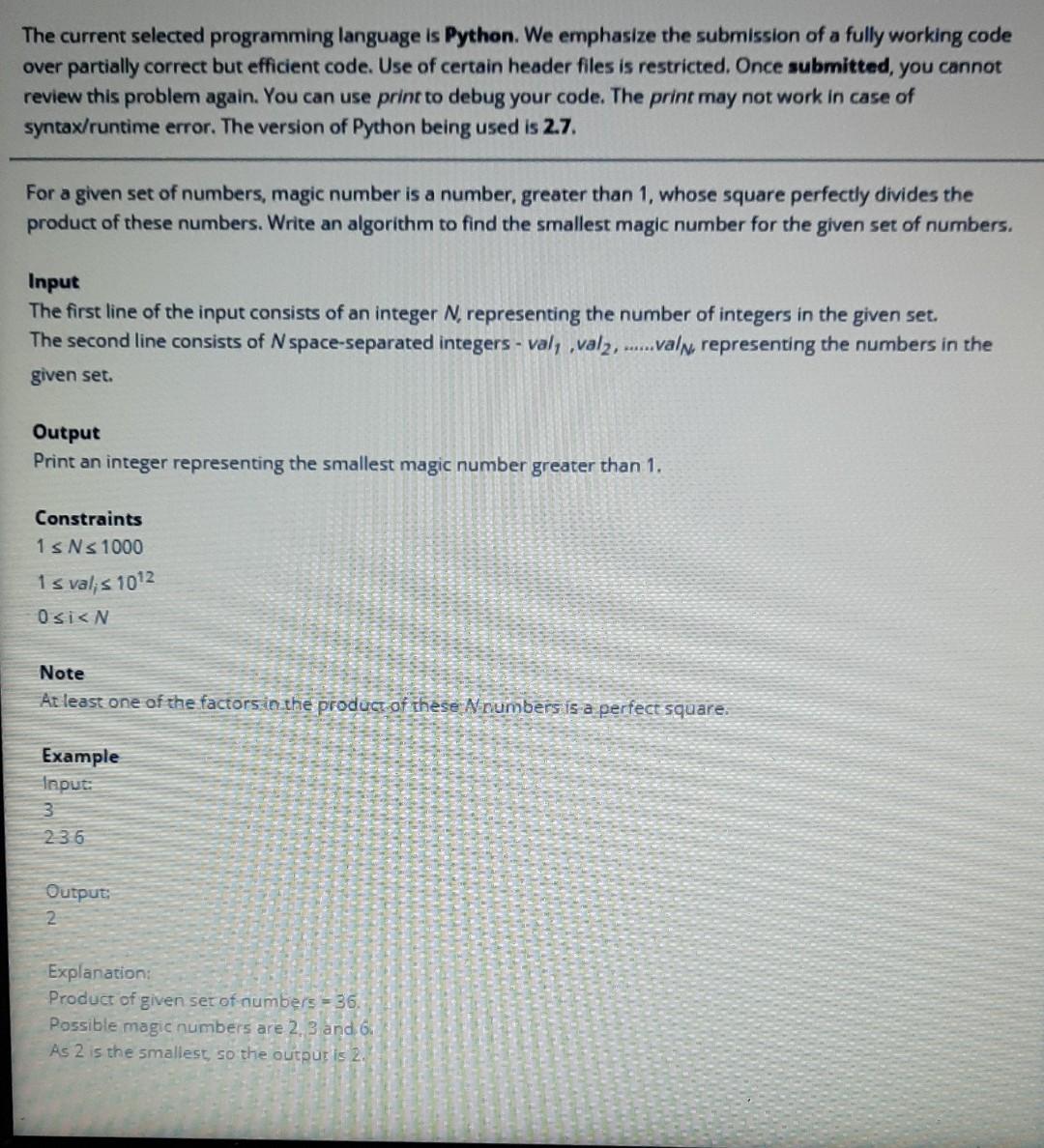 Solved The current selected programming language is Python. | Chegg.com image.