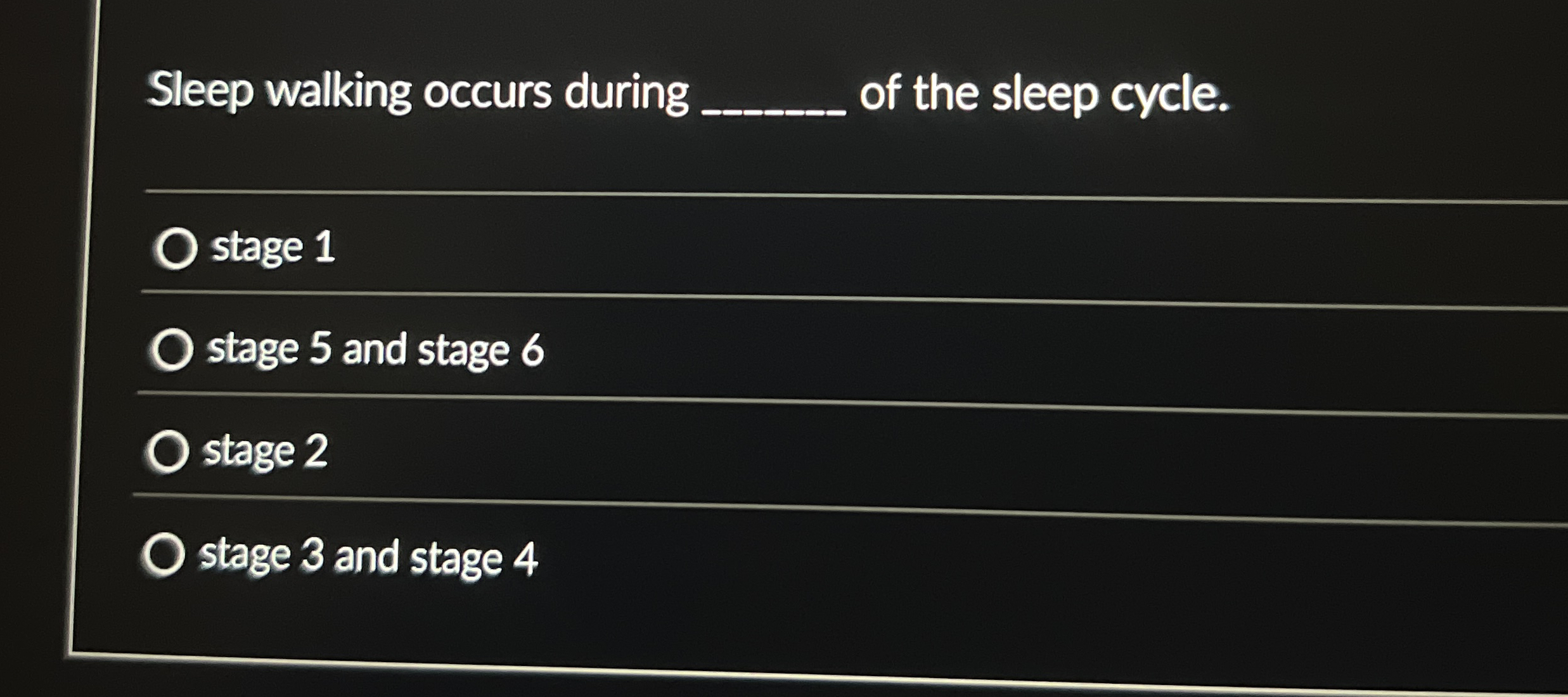 Solved Sleep walking occurs duringof the sleep cycle.stage | Chegg.com
