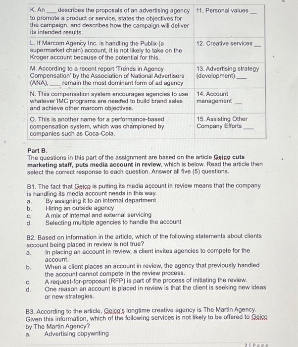 Solved Part B. The questions in this part of the assignment | Chegg.com