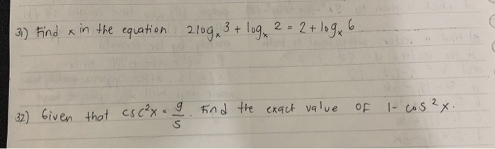 solved-31-find-x-in-the-equation-2109-3-log-2-2-log-6-chegg