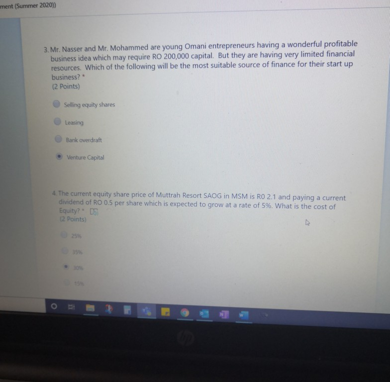 Solved ement (Summer 2020)) 3. Mr. Nasser and Mr. Mohammed | Chegg.com