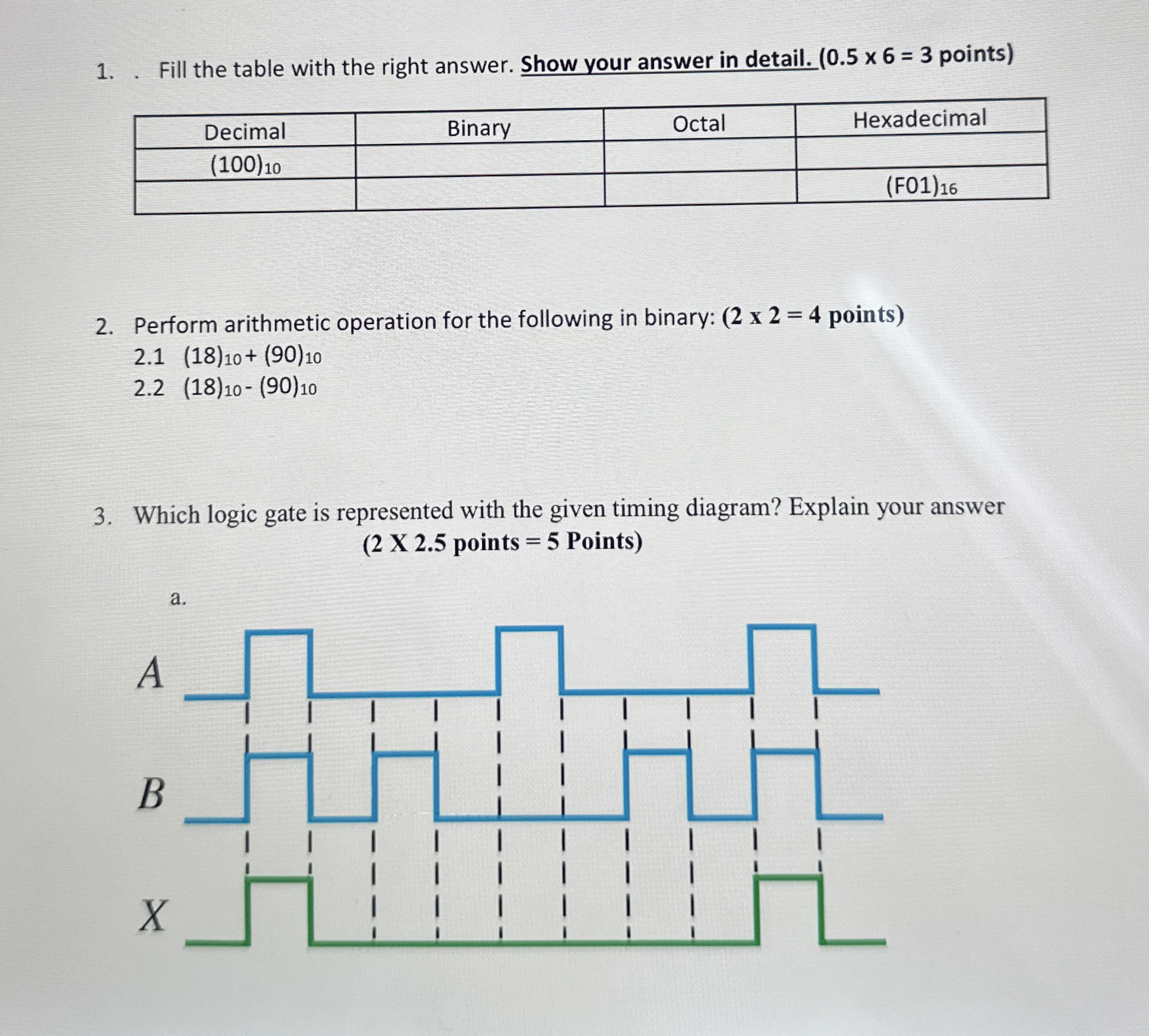 Fill the table with the right answer. Show your | Chegg.com